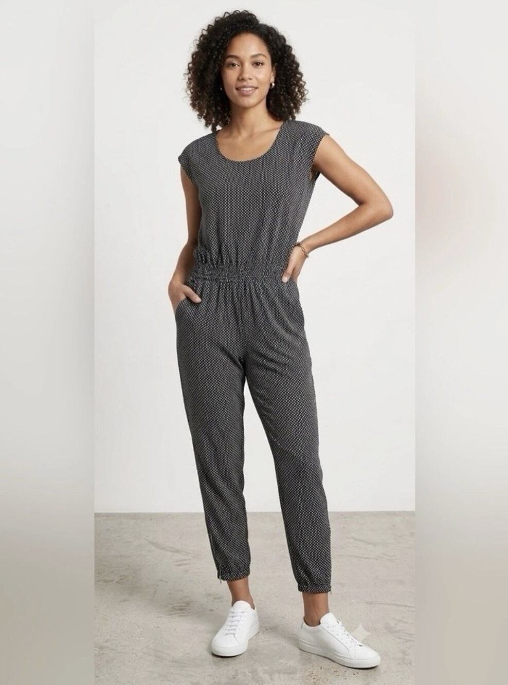 Albion Fit Dash Dot One-Piece Jumpsuit Jogger Short Sleeve Cap Sleeve Small Y18